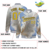 Custom Gray Varsity Full-Snap Feather Fluid Pattern Letterman Baseball Jacket