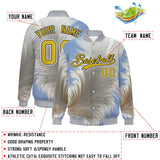 Custom Gray Varsity Full-Snap Feather Fluid Pattern Letterman Baseball Jacket