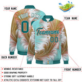 Custom Aqua Varsity Full-Snap Feather Fluid Pattern Letterman Baseball Jacket
