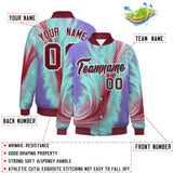 Custom Crimson Varsity Full-Snap Feather Fluid Pattern Letterman Baseball Jacket