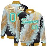 Custom Old Gold Varsity Full-Snap Feather Fluid Pattern Letterman Baseball Jacket