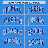 Custom Powder Blue Varsity Full-Snap Color Block Letterman Jacket