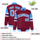 Custom Crimson Varsity Full-Snap Color Block Letterman Jacket