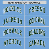 Custom Powder Blue Varsity Full-Snap Color Block Letterman Jacket