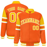 Custom Orange Varsity Full-Snap Color Block Letterman Jacket