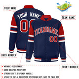 Custom Navy Varsity Full-Snap Color Block Letterman Jacket