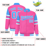 Custom Pink Varsity Full-Snap Color Block Letterman Jacket