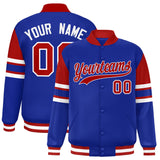 Custom Royal Varsity Full-Snap Color Block Letterman Jacket