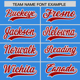 Custom Powder Blue Varsity Full-Snap Color Block Letterman Jacket