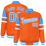 Custom Orange Varsity Full-Snap Color Block Letterman Jacket