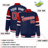 Custom Navy Varsity Full-Snap Color Block Letterman Jacket