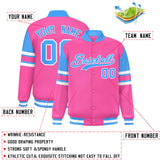 Custom Pink Varsity Full-Snap Color Block Letterman Jacket