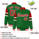Custom Green Varsity Full-Snap Color Block Letterman Jacket