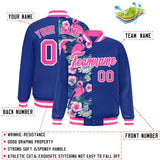 Custom Royal Varsity Full-Snap Flower Pattern Letterman Two Tone Split Fashion Jacket