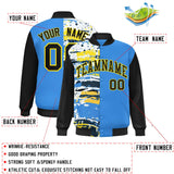 Custom Black Varsity Full-Snap Graffiti Pattern Letterman Baseball Jacket