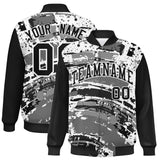 Custom Black Varsity Full-Snap Graffiti Pattern Letterman Baseball Jacket