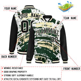Custom Black Varsity Full-Snap Graffiti Pattern Letterman Baseball Jacket