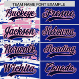 Custom Royal Navy Varsity Full-Snap Graffiti Pattern Letterman Baseball Jacket