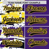 Custom Purple Black Varsity Full-Snap Graffiti Pattern Letterman Baseball Jacket