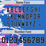 Custom Powder Blue Black Varsity Full-Snap Graffiti Pattern Letterman Baseball Jacket