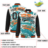 Custom Black Varsity Full-Snap Graffiti Pattern Letterman Baseball Jacket