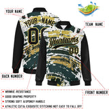 Custom Black Varsity Full-Snap Graffiti Pattern Letterman Baseball Jacket