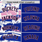 Custom Royal Navy Varsity Full-Snap Graffiti Pattern Letterman Baseball Jacket