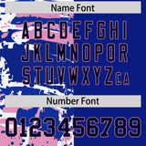 Custom Royal Navy Varsity Full-Snap Graffiti Pattern Letterman Baseball Jacket