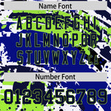 Custom Navy Varsity Full-Snap Graffiti Pattern Letterman Baseball Jacket