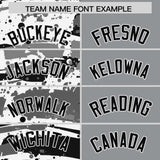 Custom Gray Black Varsity Full-Snap Graffiti Pattern Letterman Baseball Jacket