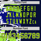 Custom Navy Navy Varsity Full-Snap Graffiti Pattern Letterman Baseball Jacket