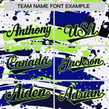 Custom Navy Varsity Full-Snap Graffiti Pattern Letterman Baseball Jacket