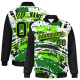 Custom Black Varsity Full-Snap Graffiti Pattern Letterman Baseball Jacket