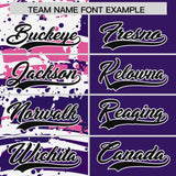 Custom Purple Black Varsity Full-Snap Graffiti Pattern Letterman Baseball Jacket