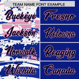 Custom Royal Navy Varsity Full-Snap Graffiti Pattern Letterman Baseball Jacket