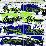 Custom Navy Varsity Full-Snap Graffiti Pattern Letterman Baseball Jacket