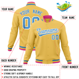 Custom Khaki Classic Style Varsity Full-Snap Letterman Baseball Jersey