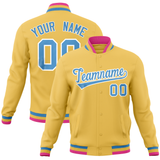 Custom Khaki Classic Style Varsity Full-Snap Letterman Baseball Jersey