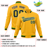 Custom Gold Classic Style Varsity Full-Snap Letterman Baseball Jersey