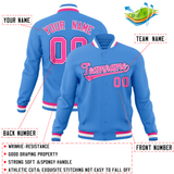 Custom Powder Blue Classic Style Varsity Full-Snap Letterman Baseball Jersey