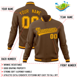 Custom Light Brown Classic Style Varsity Full-Snap Letterman Baseball Jersey