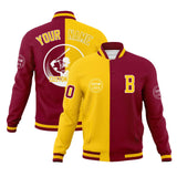 Custom Gold Crimson Varsity Full-Snap Split Letterman Baseball Jacket