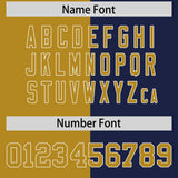 Custom Old Gold Navy Varsity Full-Snap Split Letterman Baseball Jacket