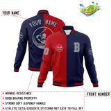 Custom Red Navy Varsity Full-Snap Split Letterman Baseball Jacket
