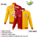 Custom Red Gold Varsity Full-Snap Split Letterman Baseball Jacket