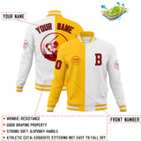 Custom Gold White Varsity Full-Snap Split Letterman Baseball Jacket