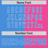 Custom Powder Blue Pink Varsity Full-Snap Split Letterman Baseball Jacket