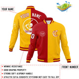 Custom Red Gold Varsity Full-Snap Split Letterman Baseball Jacket