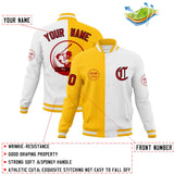 Custom Gold White Varsity Full-Snap Split Letterman Baseball Jacket