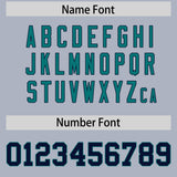 Custom Silver Navy-Aqua Color Block Varsity Full-Snap Letterman Hoodie Jacket